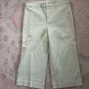 Madewell cropped wide leg pants. Light green.
